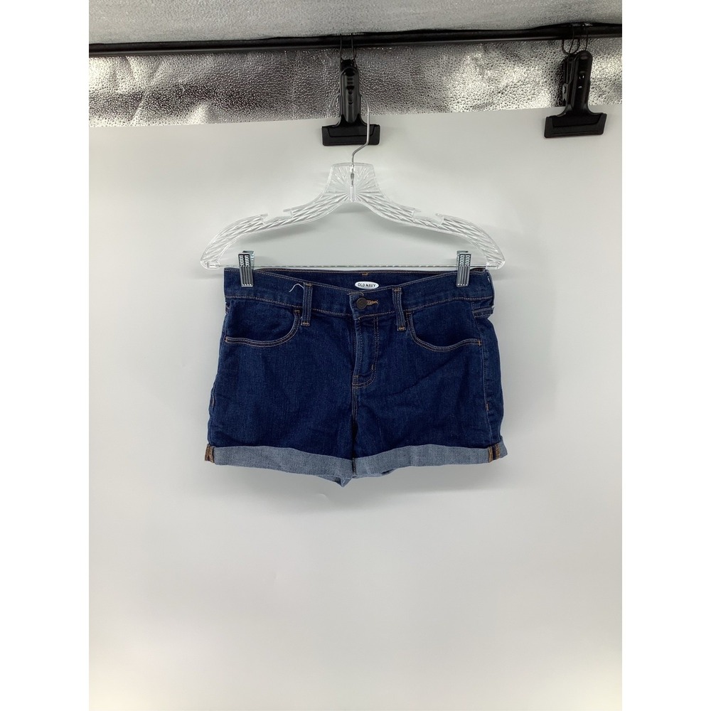 Old Navy Womens Dark Wash Cuffed Denim Shorts Blue Size 4 Stretch 5-Pocket